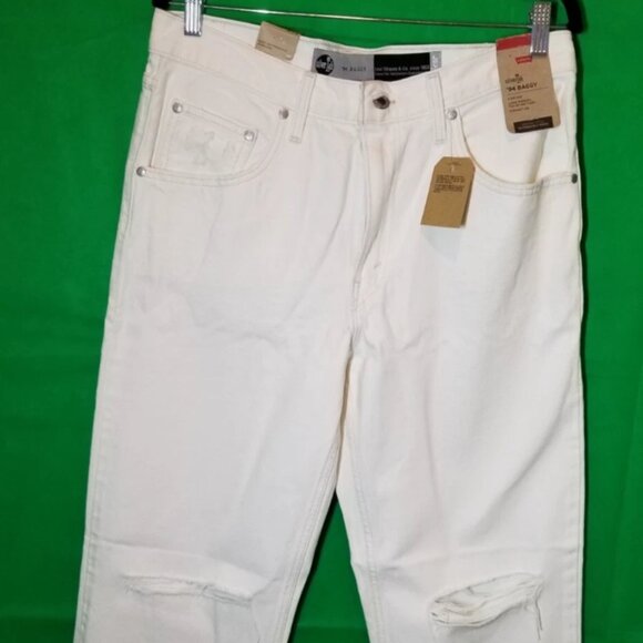 Levi’s SilverTab '94 Baggy Distressed White Cotton Denim Jeans Y2K Women's 31x31 - Picture 1 of 11